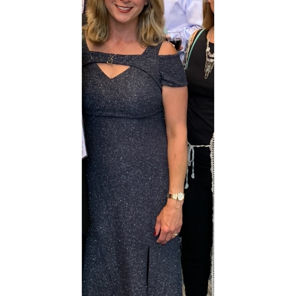 Black Glitter Evening Gown – Off-Shoulder Strap Design - worn once